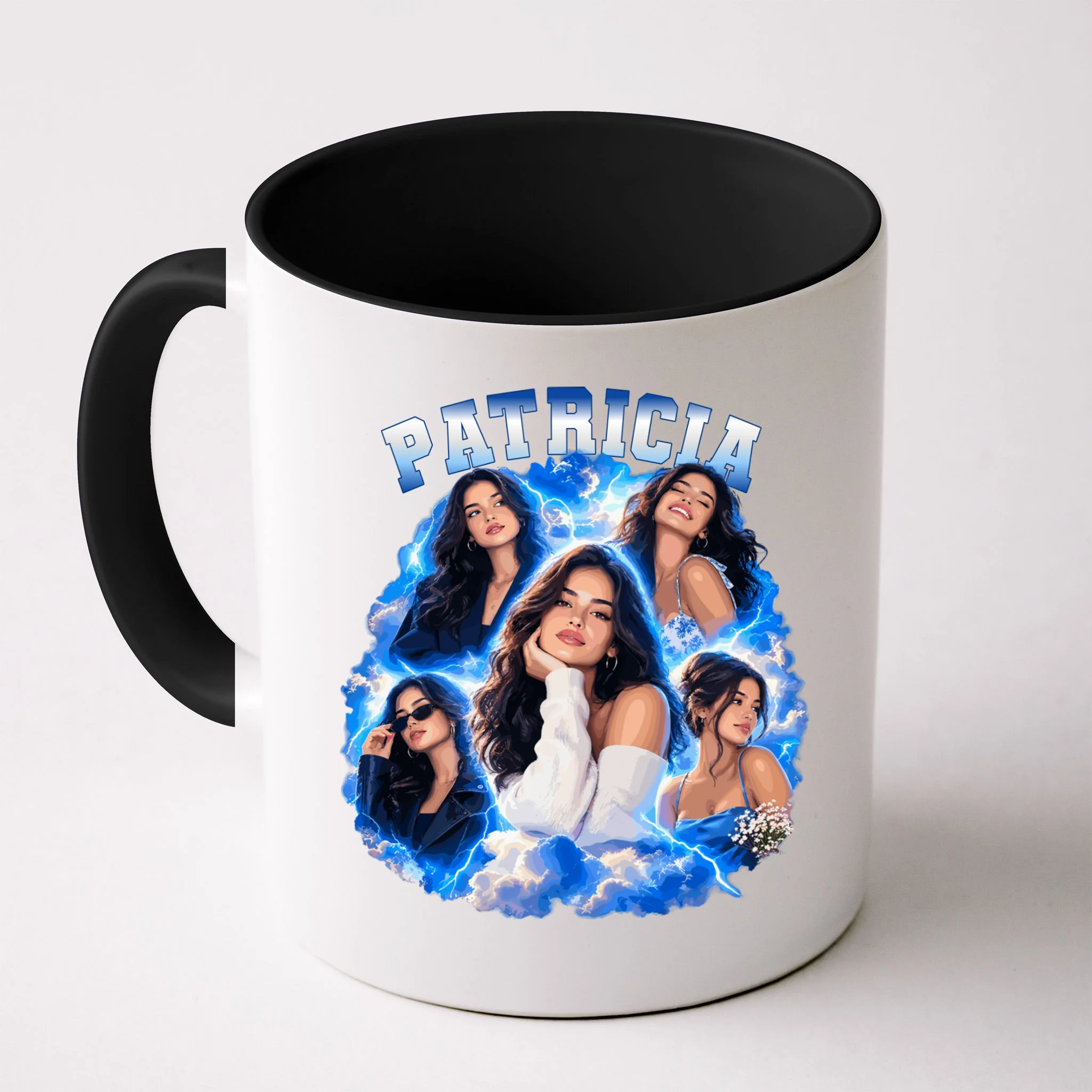 Personalized Portrait Glam Collage – Custom Name Mug - Front