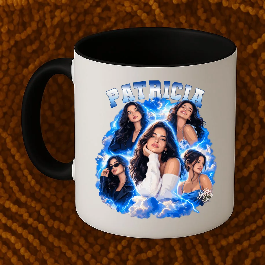 Personalized Portrait Glam Collage – Custom Name Mug - Front 1