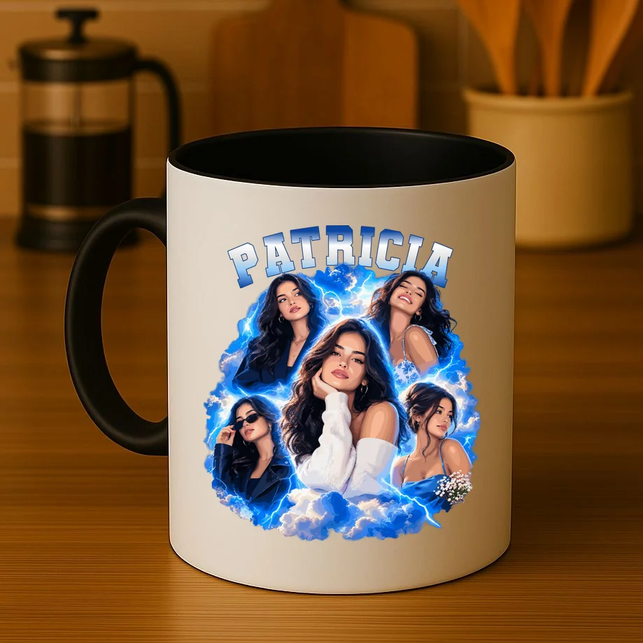 Personalized Portrait Glam Collage – Custom Name Mug - Front 3