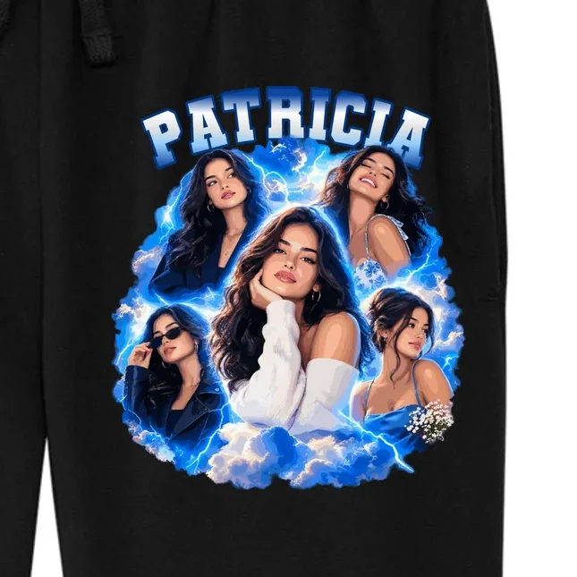 Personalized Portrait Glam Collage – Custom Name Women's Fleece Sweatpants - Front - Close-up