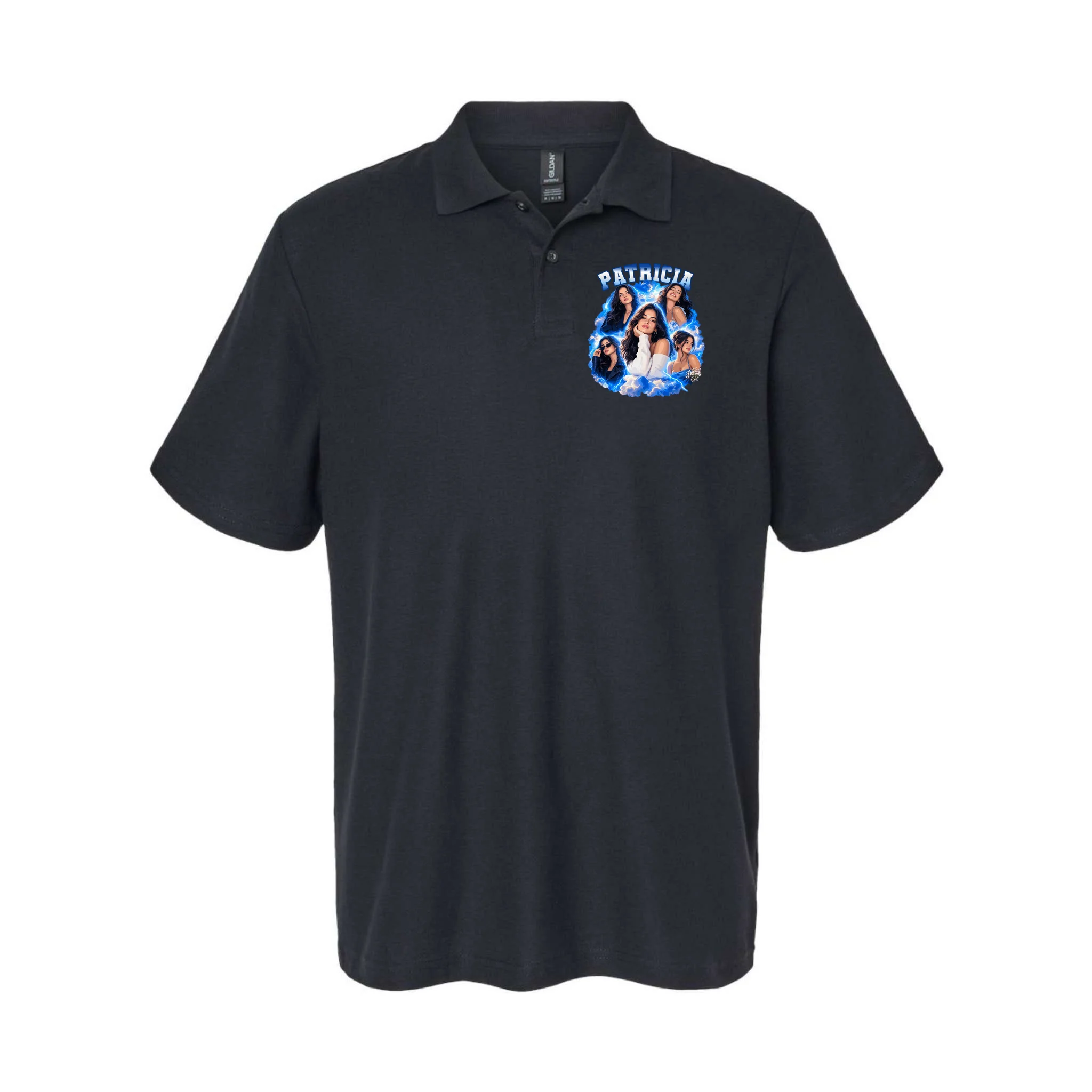 Personalized Portrait Glam Collage – Custom Name Men's Polo - Front