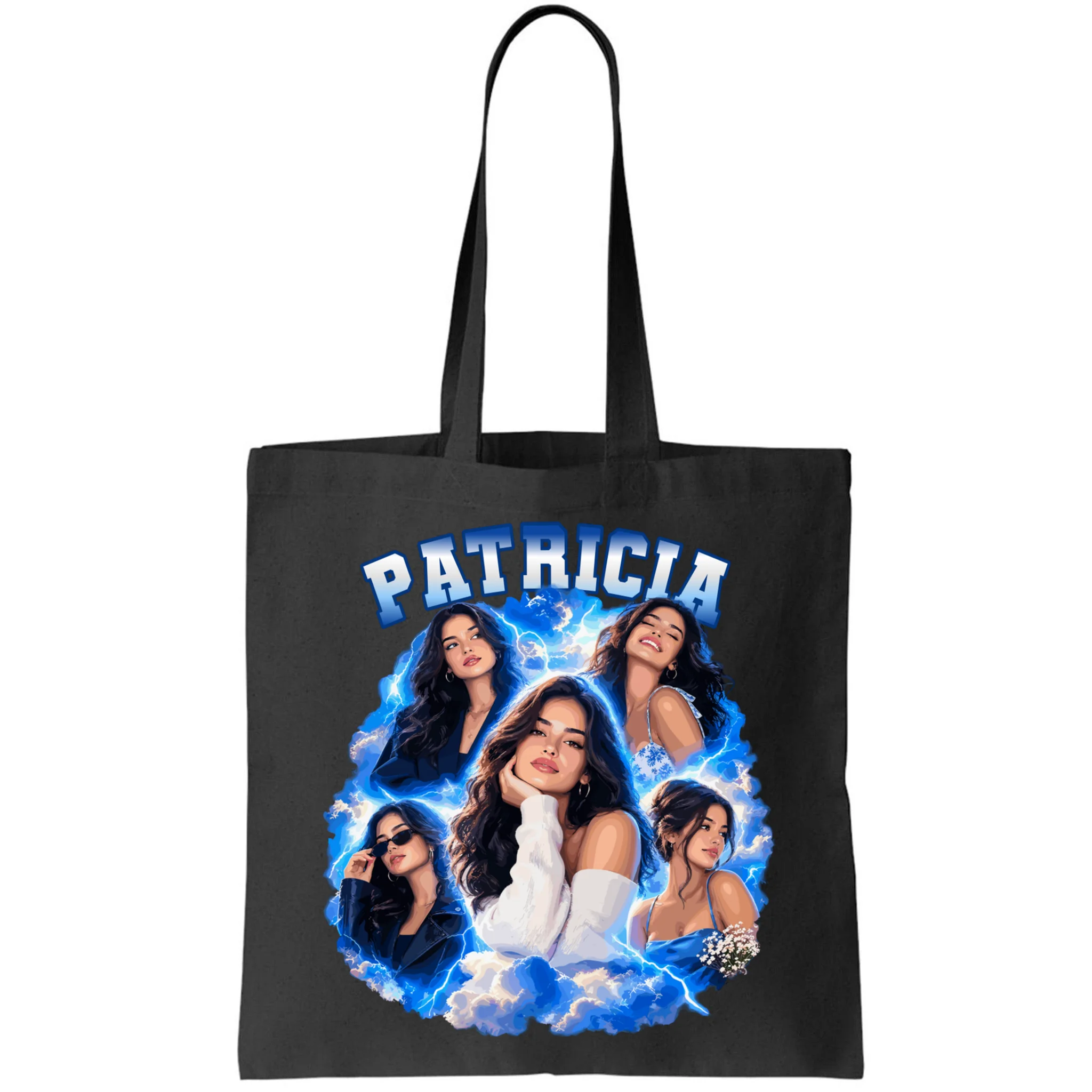Personalized Portrait Glam Collage – Custom Name Tote Bag - Front