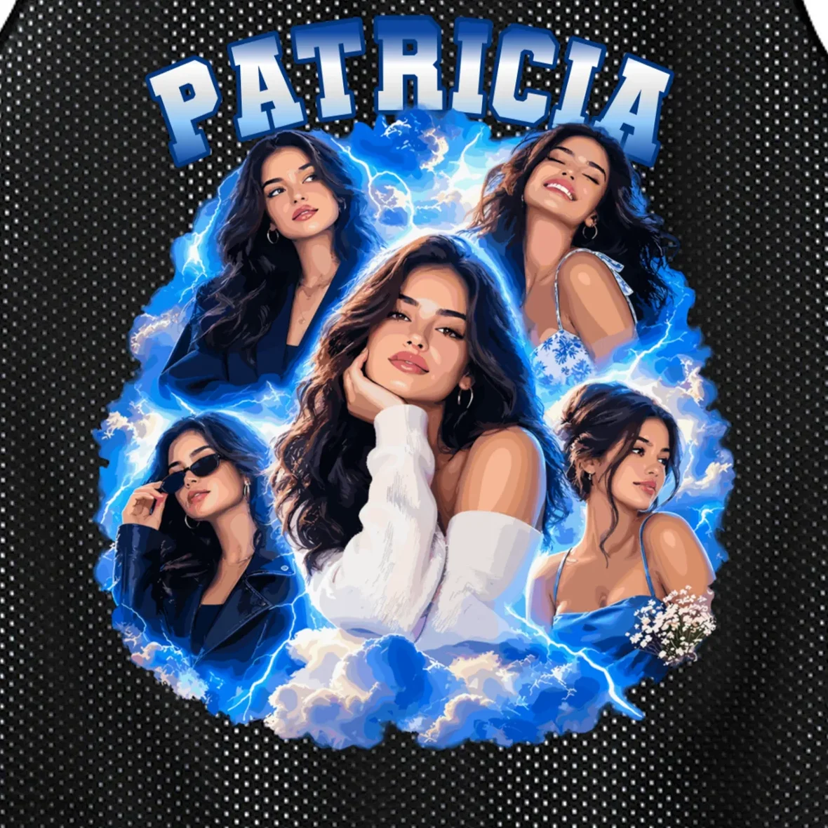 Personalized Portrait Glam Collage – Custom Name Men's Basketball Jersey - Front - Close-up