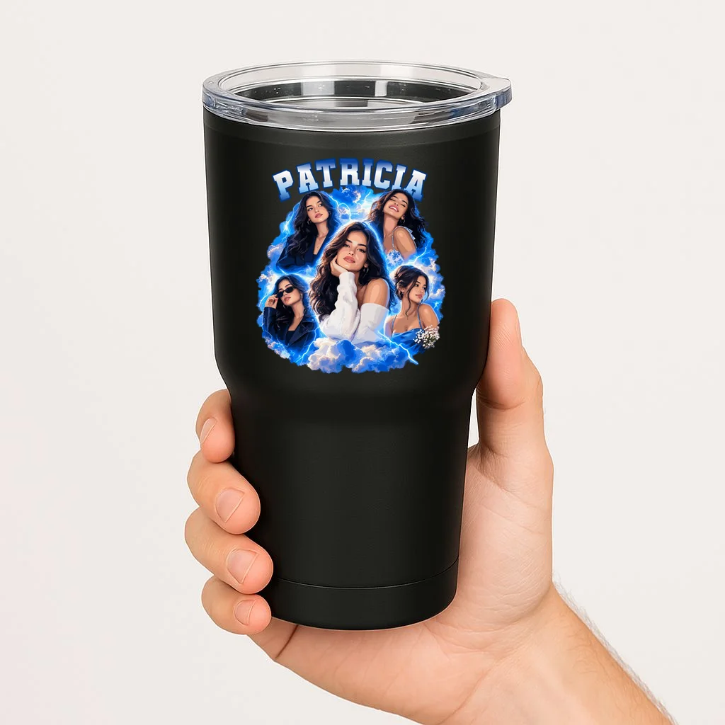 Personalized Portrait Glam Collage – Custom Name 20oz Tumbler - Front 1
