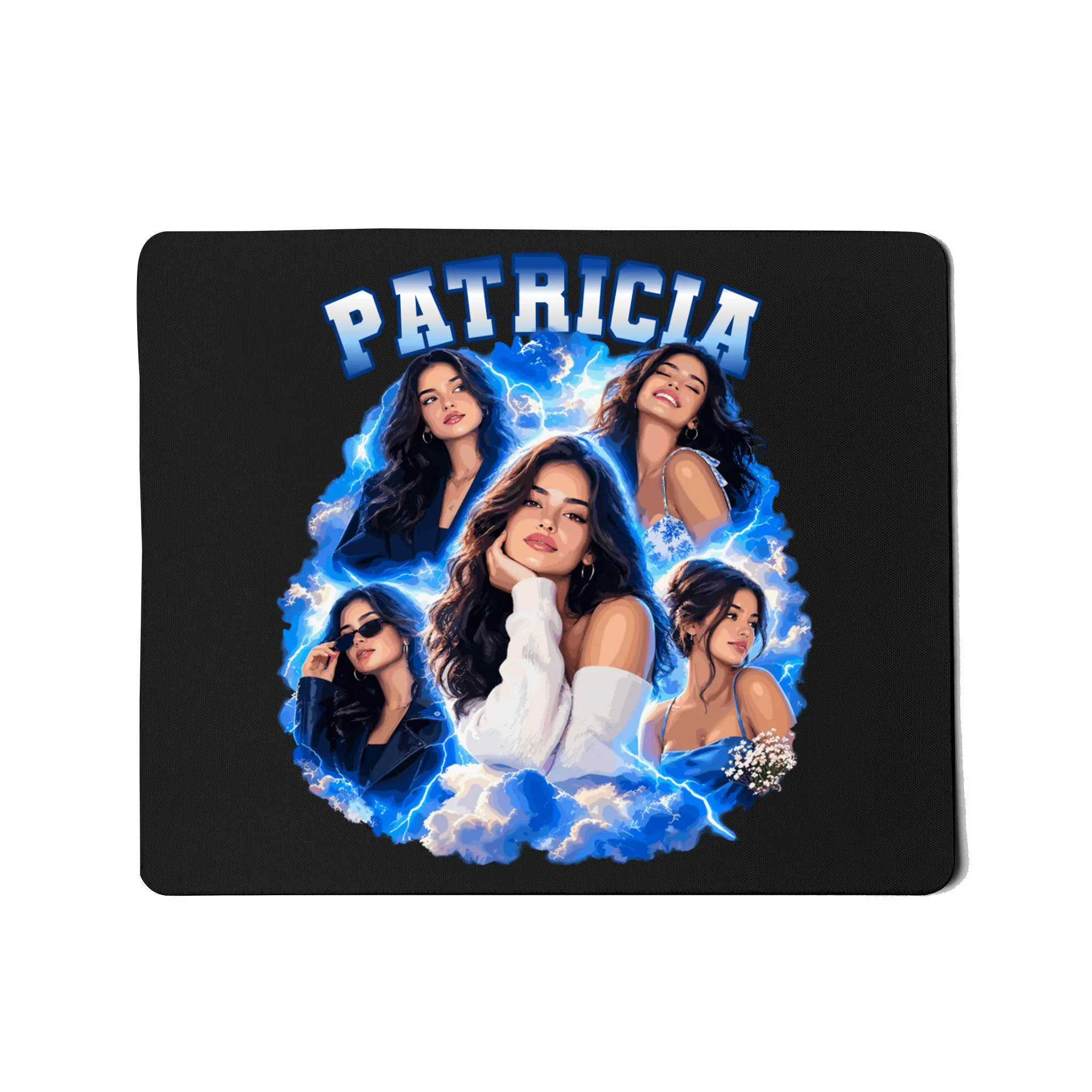 Personalized Portrait Glam Collage – Custom Name Mouse Pad - Front