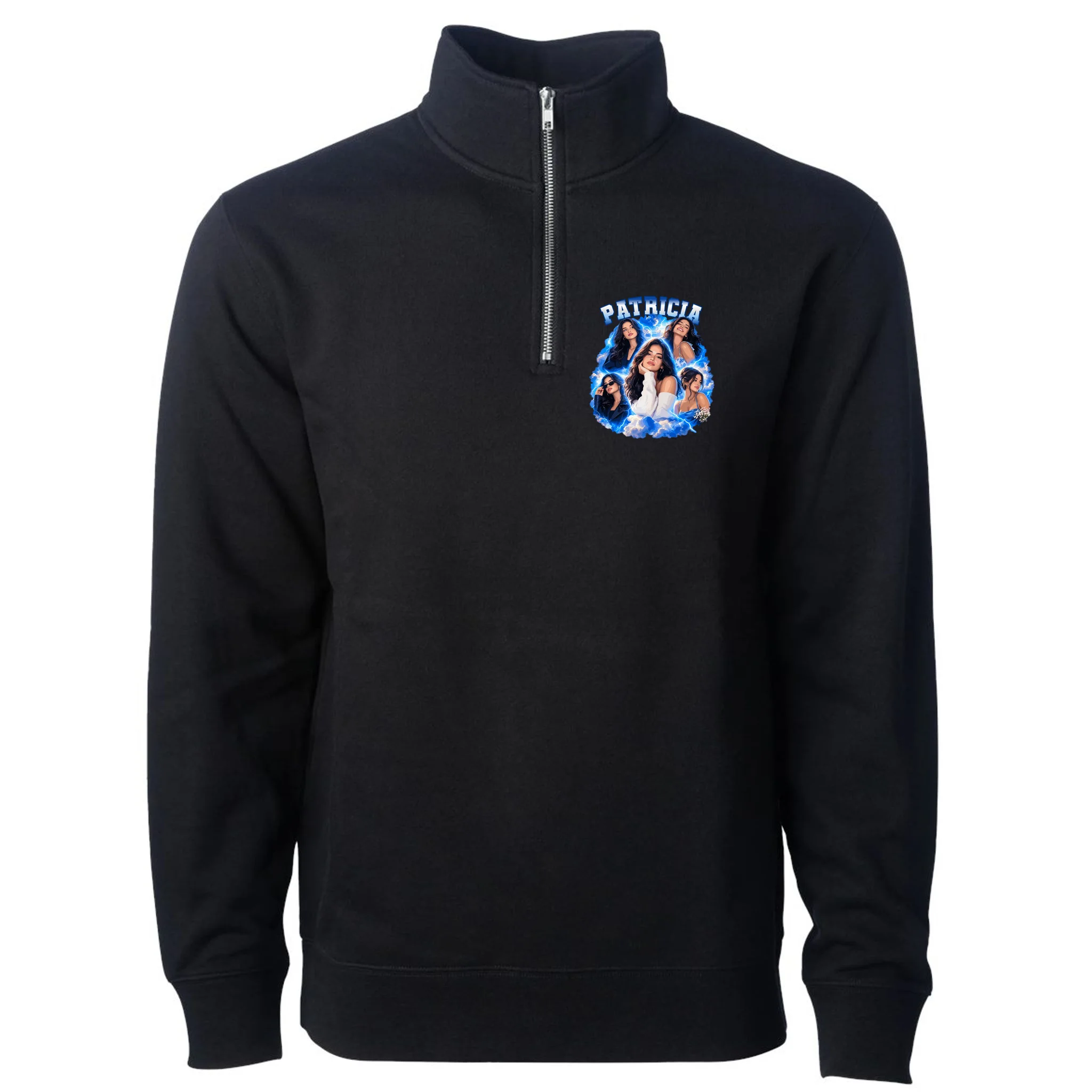 Personalized Portrait Glam Collage – Custom Name Men's Pullover Quarter Zip - Front