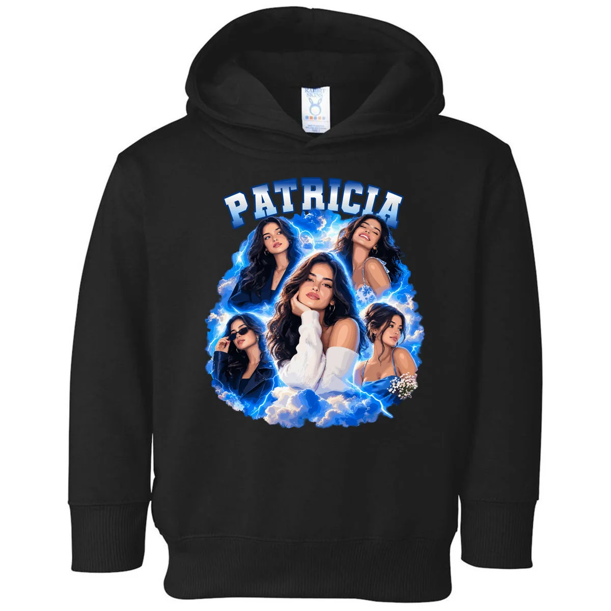 Personalized Portrait Glam Collage – Custom Name Toddler Hoodie - Front