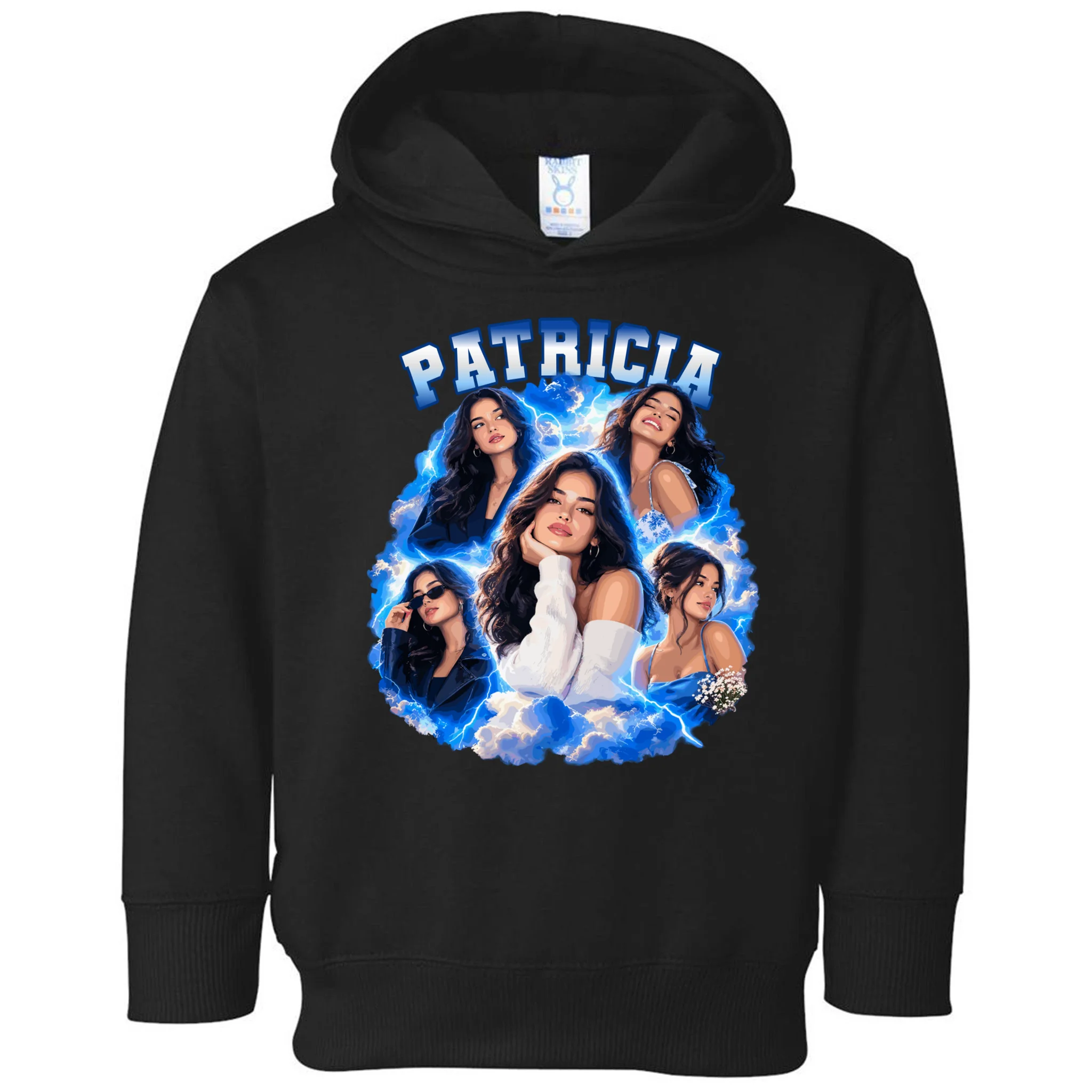 Personalized Portrait Glam Collage – Custom Name Toddler Hoodie - Front