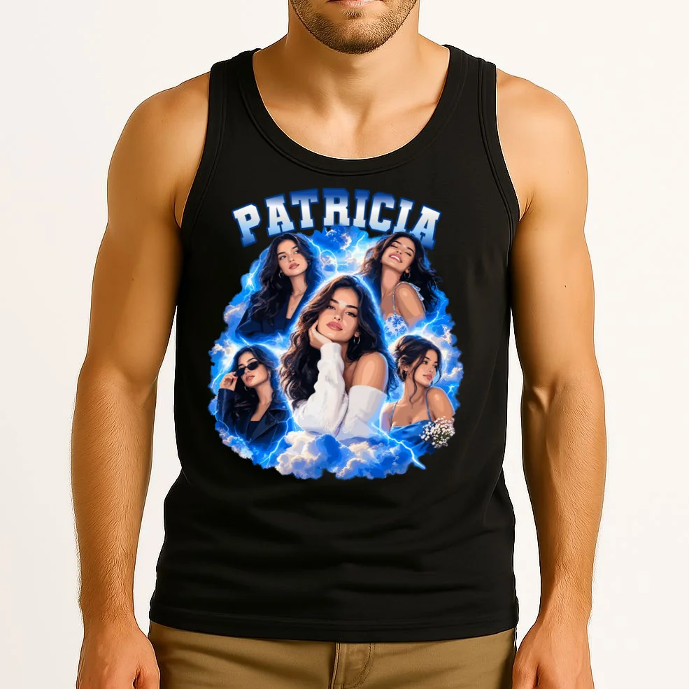 Personalized Portrait Glam Collage – Custom Name Men's Tank Top - Front 2