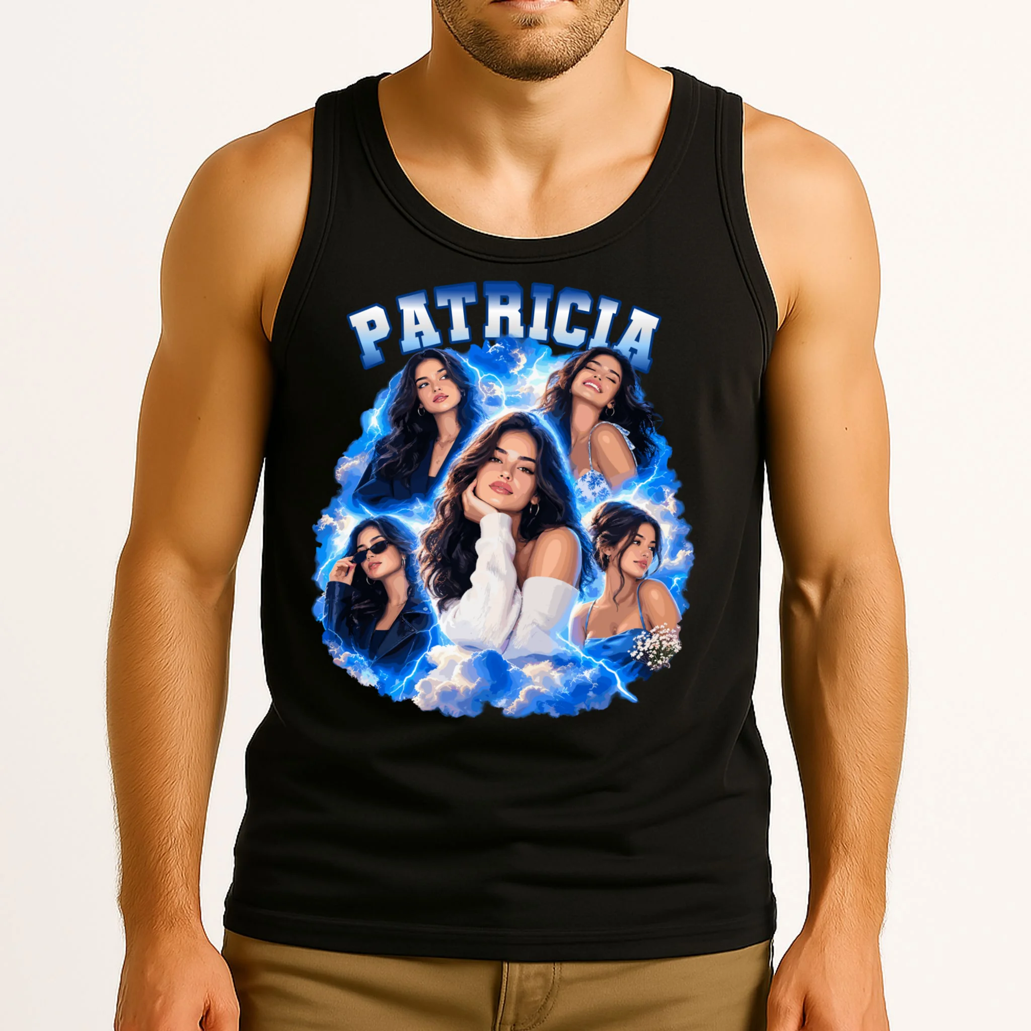 Personalized Portrait Glam Collage – Custom Name Men's Tank Top - Front 2