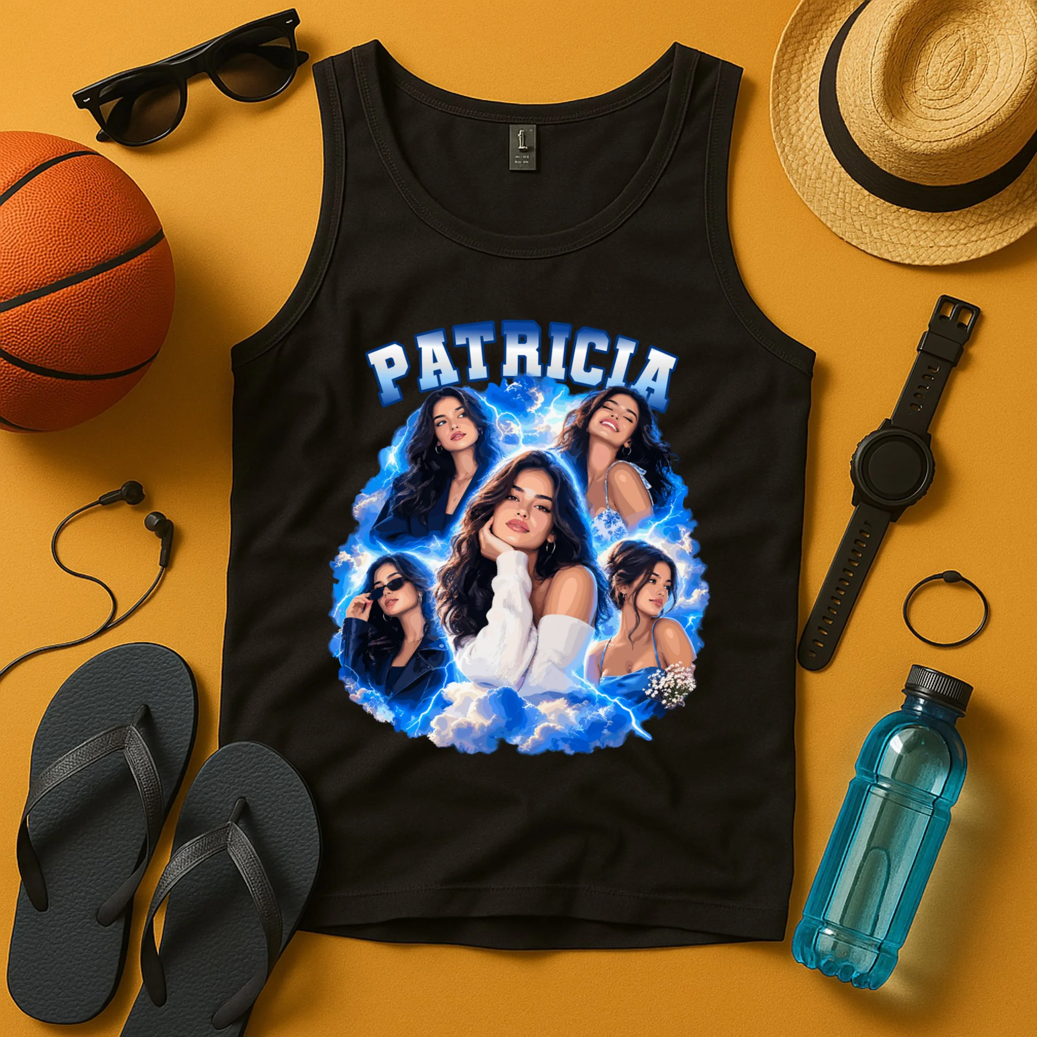 Personalized Portrait Glam Collage – Custom Name Men's Tank Top - Front 3