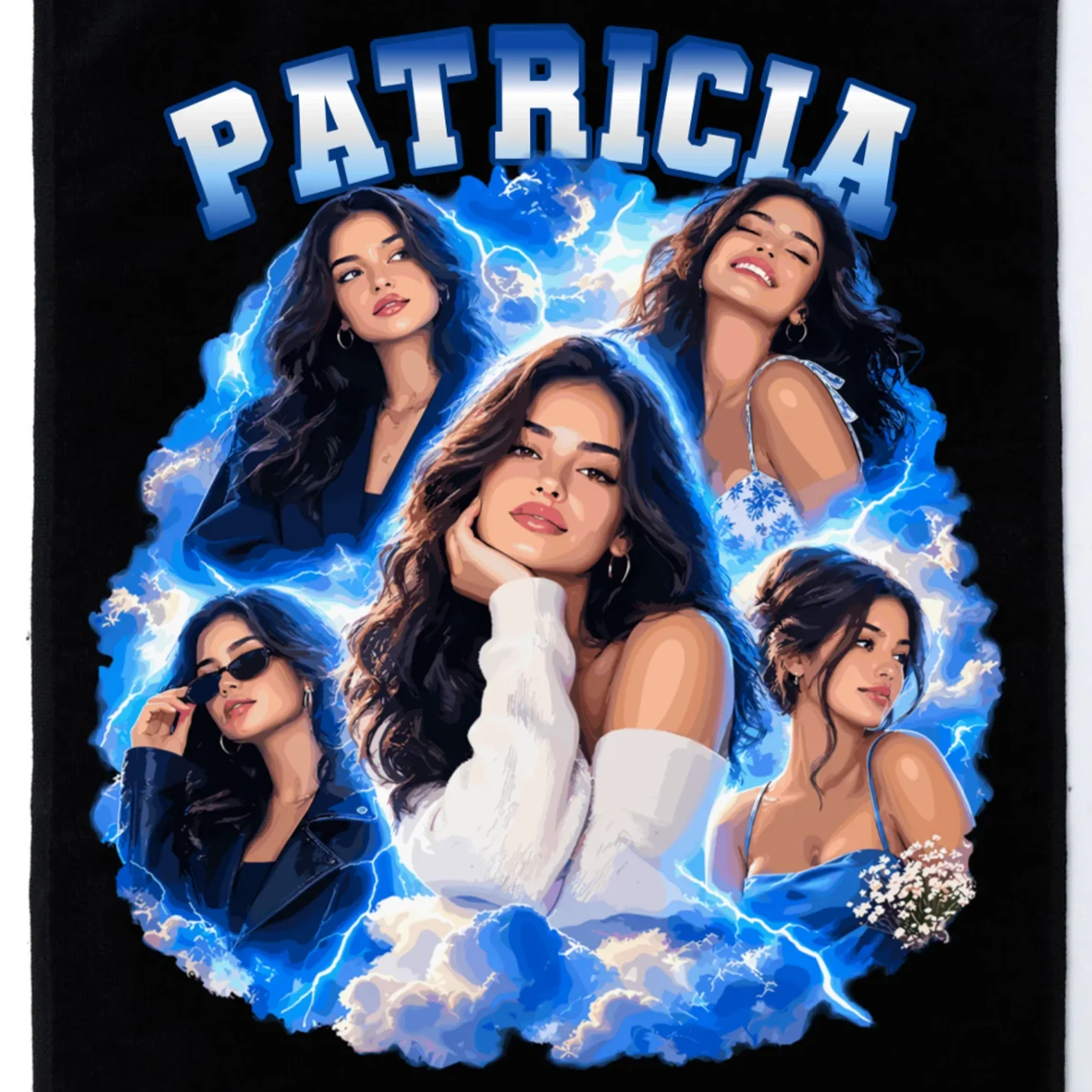 Personalized Portrait Glam Collage – Custom Name Golf Towel - Front - Close-up