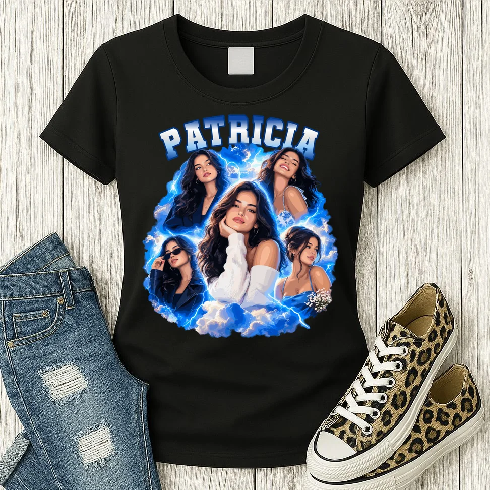 Personalized Portrait Glam Collage – Custom Name Women's T-Shirt - Front 2