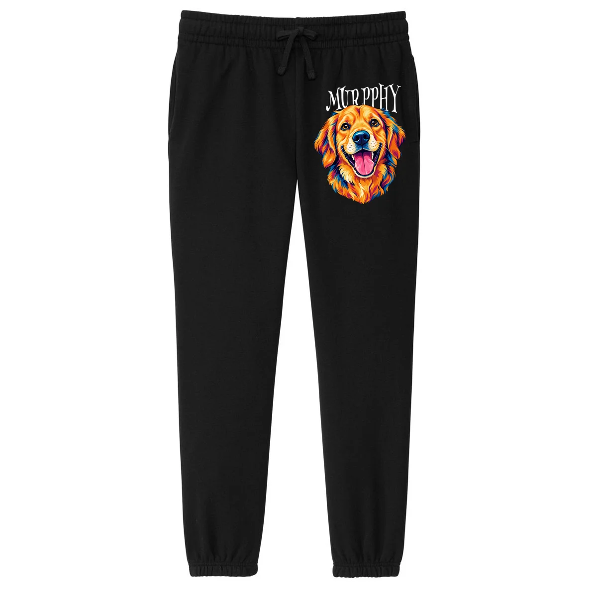 Custom Dog Portrait from Photo – Personalized Pet Portrait with Dog Name Women's Fleece Sweatpants - Front
