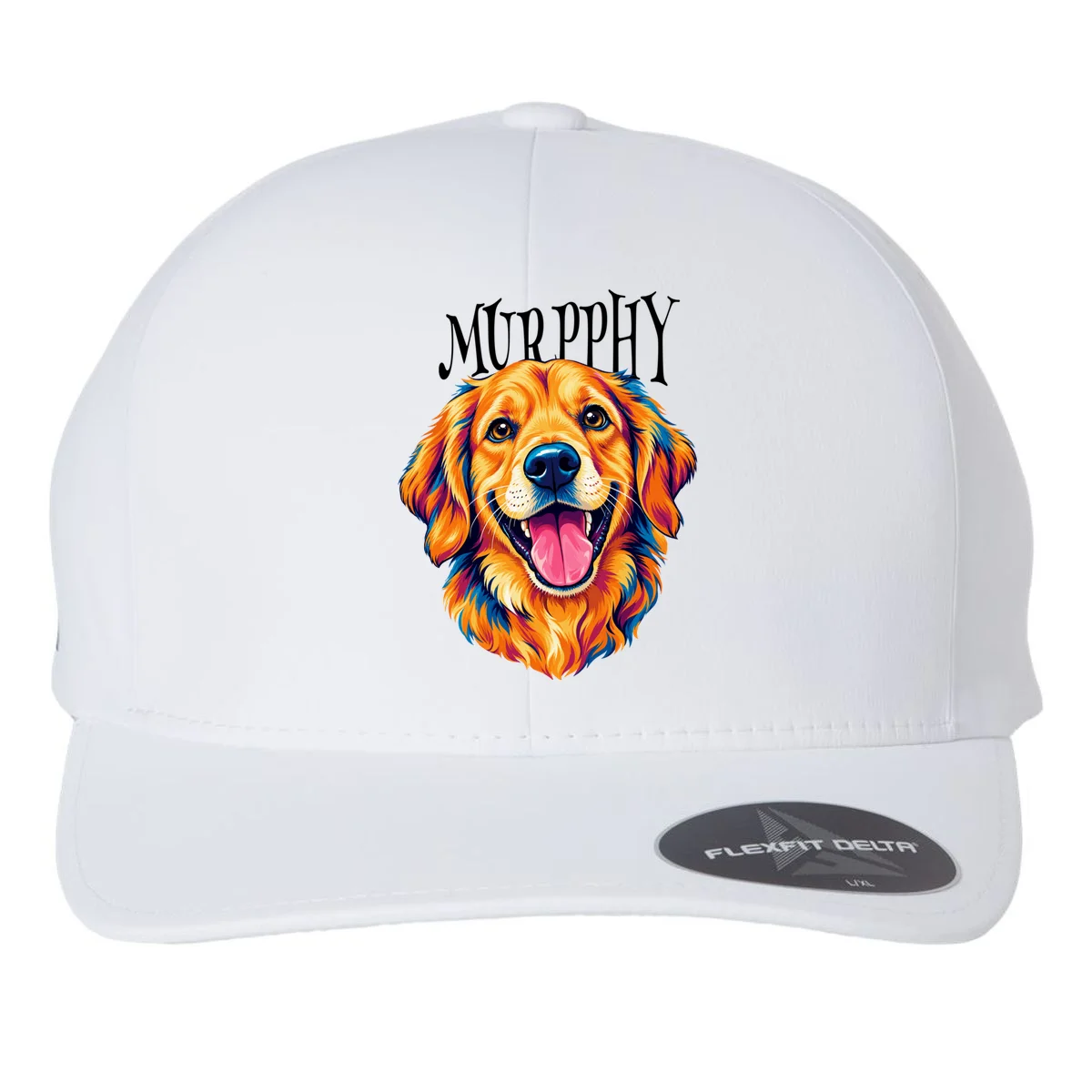 Custom Dog Portrait from Photo – Personalized Pet Portrait with Dog Name Flexfit Men's Snapback Hat - Front