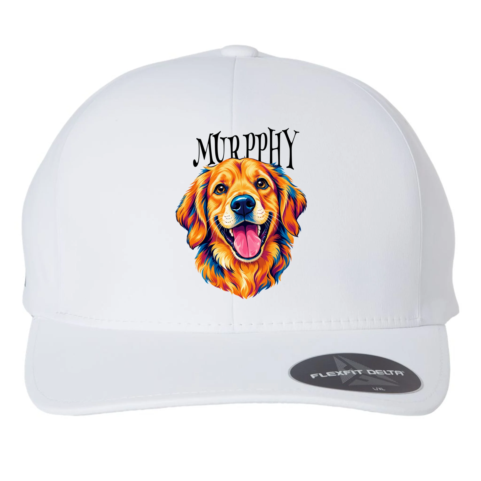 Custom Dog Portrait from Photo – Personalized Pet Portrait with Dog Name Flexfit Men's Snapback Hat - Front