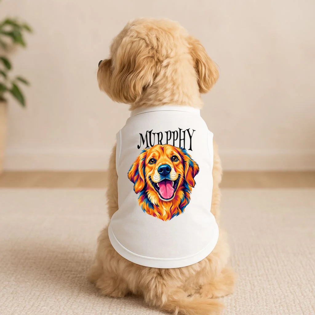 Custom Dog Portrait from Photo – Personalized Pet Portrait with Dog Name Doggie Tank - Front 1