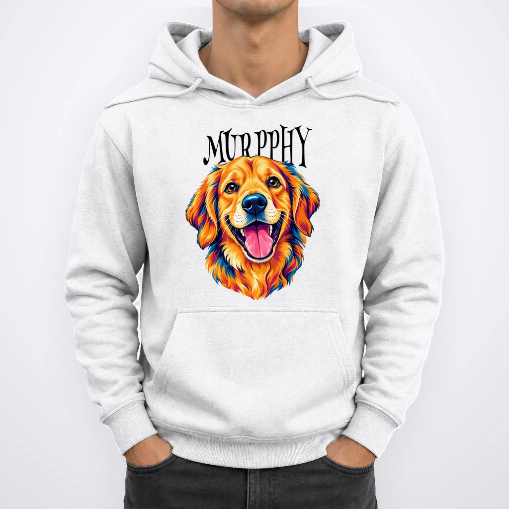 Custom Dog Portrait from Photo – Personalized Pet Portrait with Dog Name Men's Hoodie - Front 1