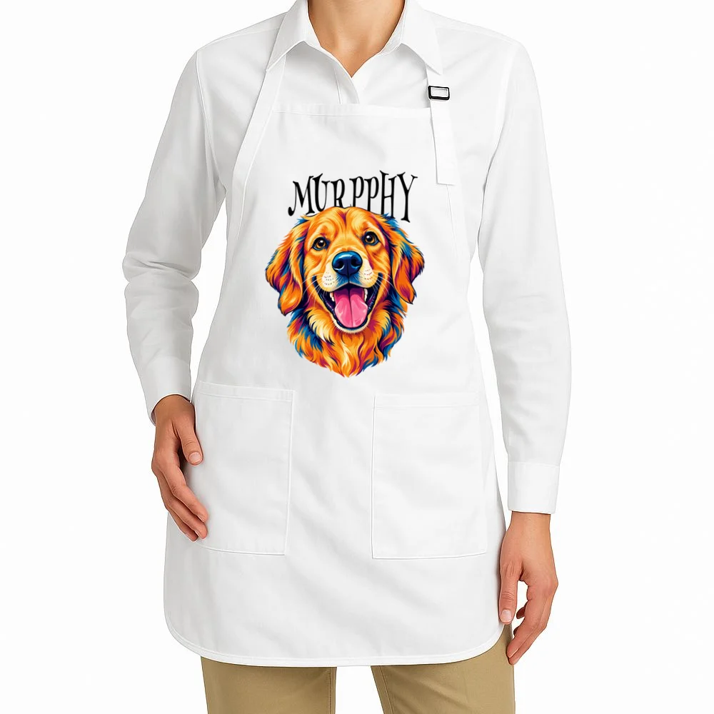 Custom Dog Portrait from Photo – Personalized Pet Portrait with Dog Name Apron - Front 1