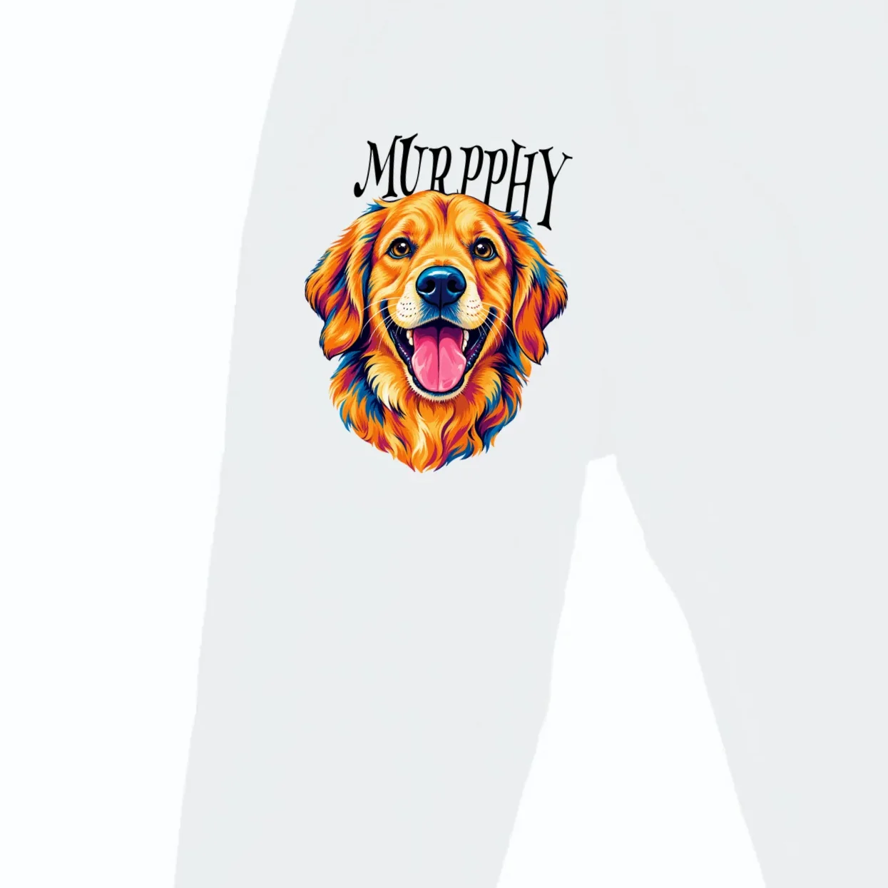 Custom Dog Portrait from Photo – Personalized Pet Portrait with Dog Name Men's Sweatpants - Front - Close-up