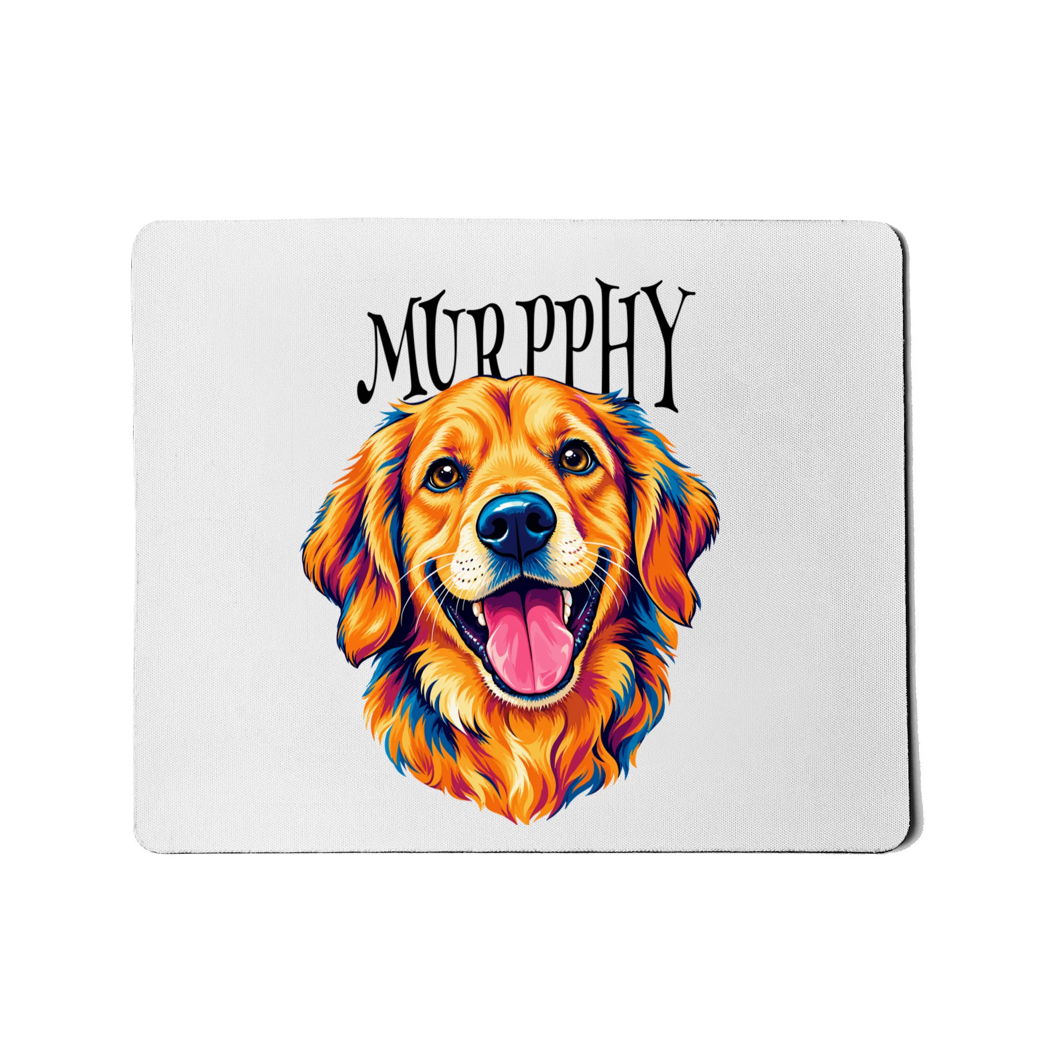 Custom Dog Portrait from Photo – Personalized Pet Portrait with Dog Name Mouse Pad - Front