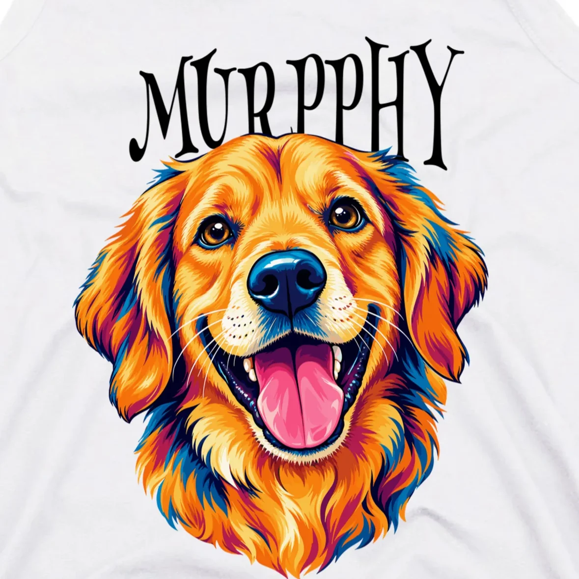 Custom Dog Portrait from Photo – Personalized Pet Portrait with Dog Name Men's Tank Top - Front - Close-up