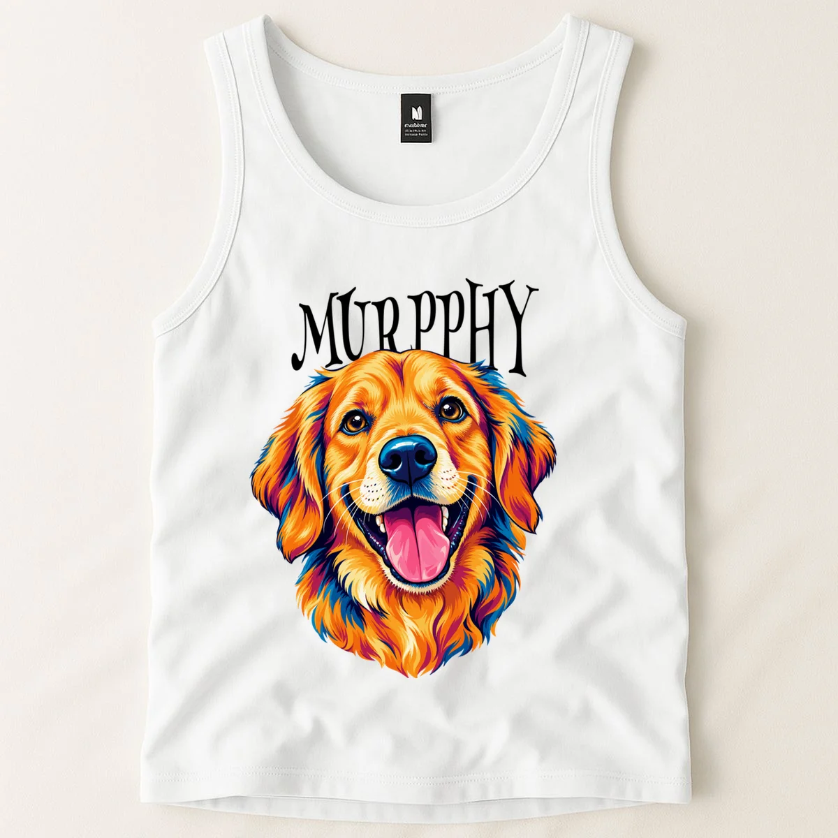 Custom Dog Portrait from Photo – Personalized Pet Portrait with Dog Name Men's Tank Top - Front 1