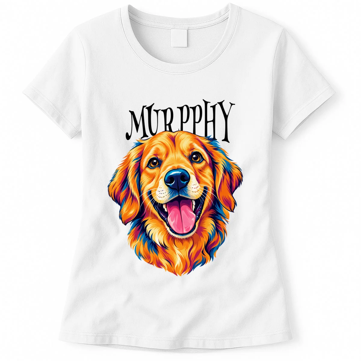 Custom Dog Portrait from Photo – Personalized Pet Portrait with Dog Name Women's T-Shirt - Front
