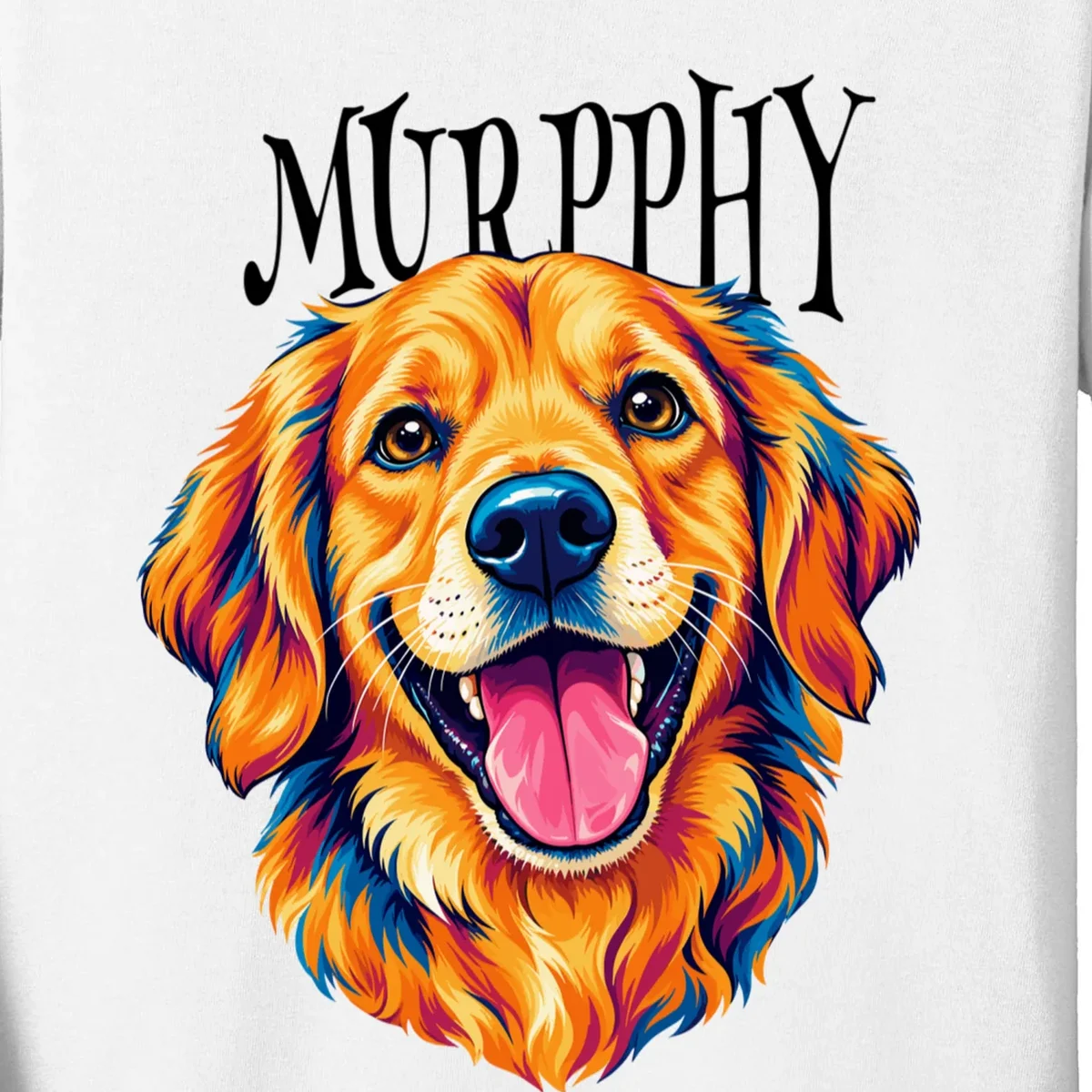 Custom Dog Portrait from Photo – Personalized Pet Portrait with Dog Name Kids Long Sleeve Shirt - Front - Close-up