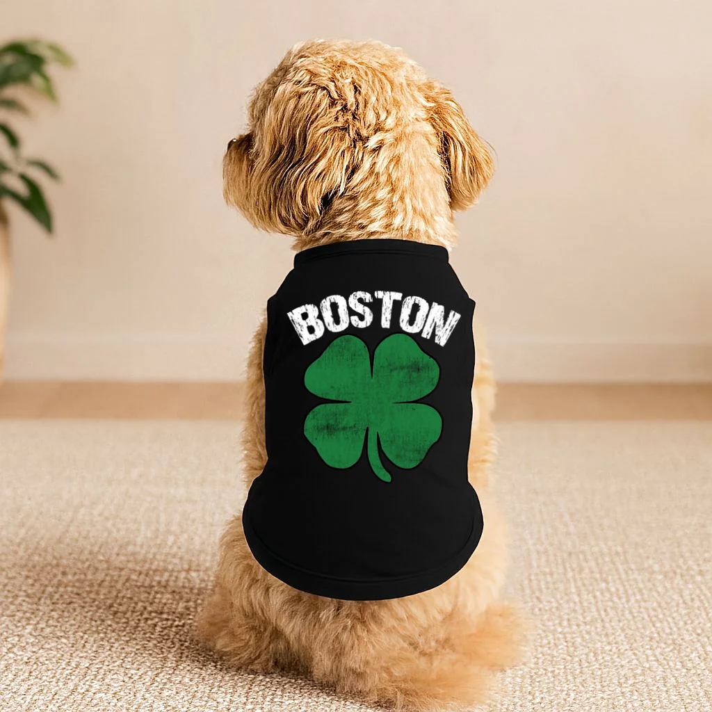 Personalized Irish Shamrock Clover St Patrick's Day Custom Doggie Tank - Front 1