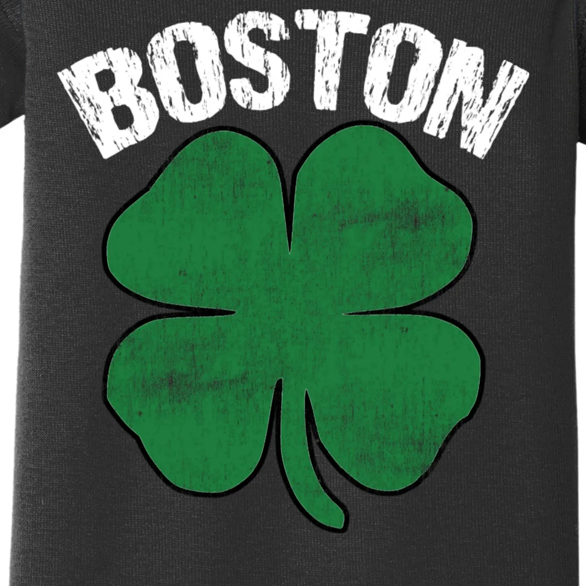 Personalized Irish Shamrock Clover St Patrick's Day Custom Baby Bodysuit - Front - Close-up