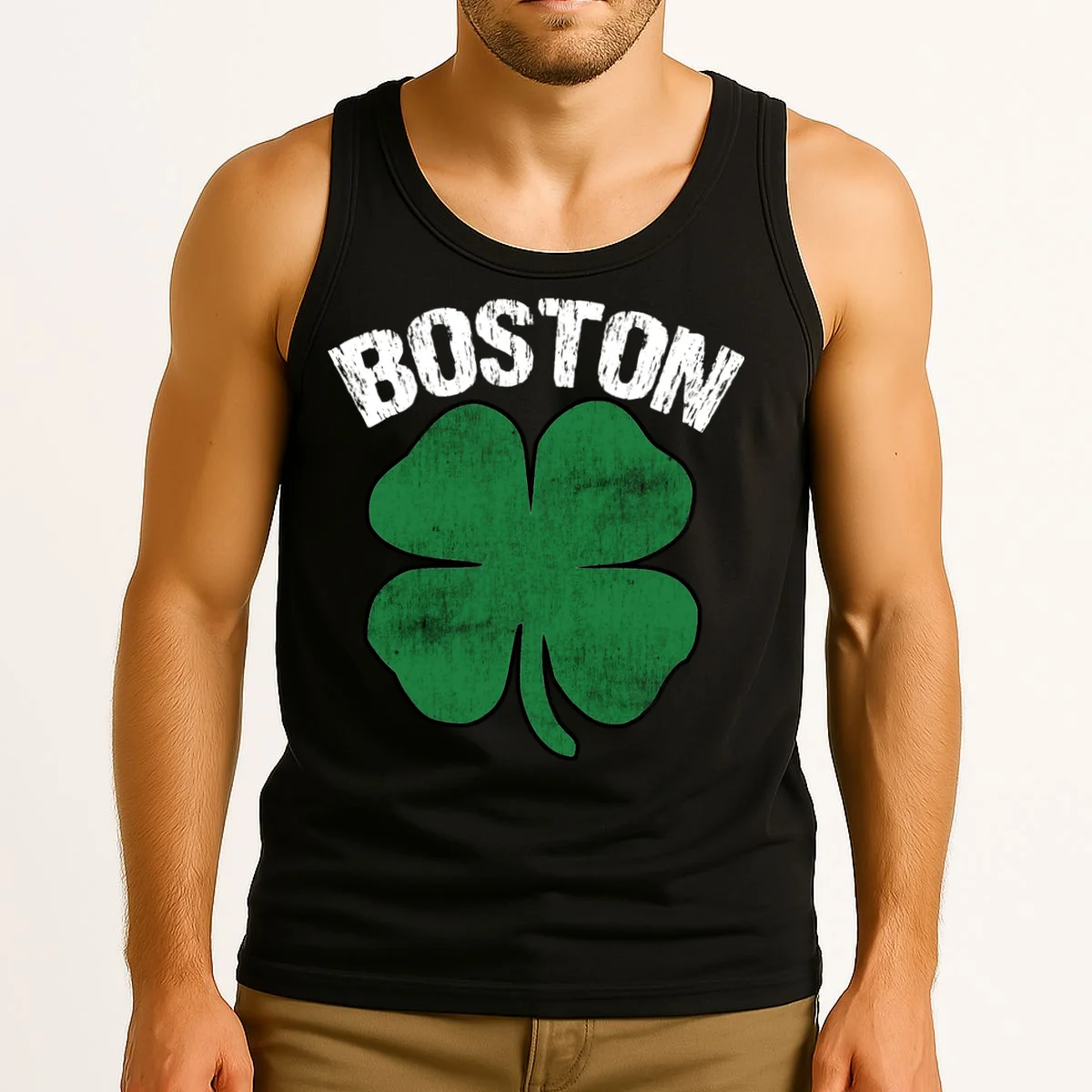 Personalized Irish Shamrock Clover St Patrick's Day Custom Tank Top - Front 2