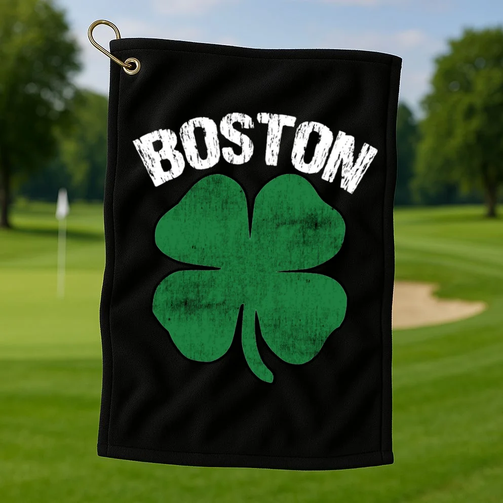 Personalized Irish Shamrock Clover St Patrick's Day Custom Golf Towel - Front 1