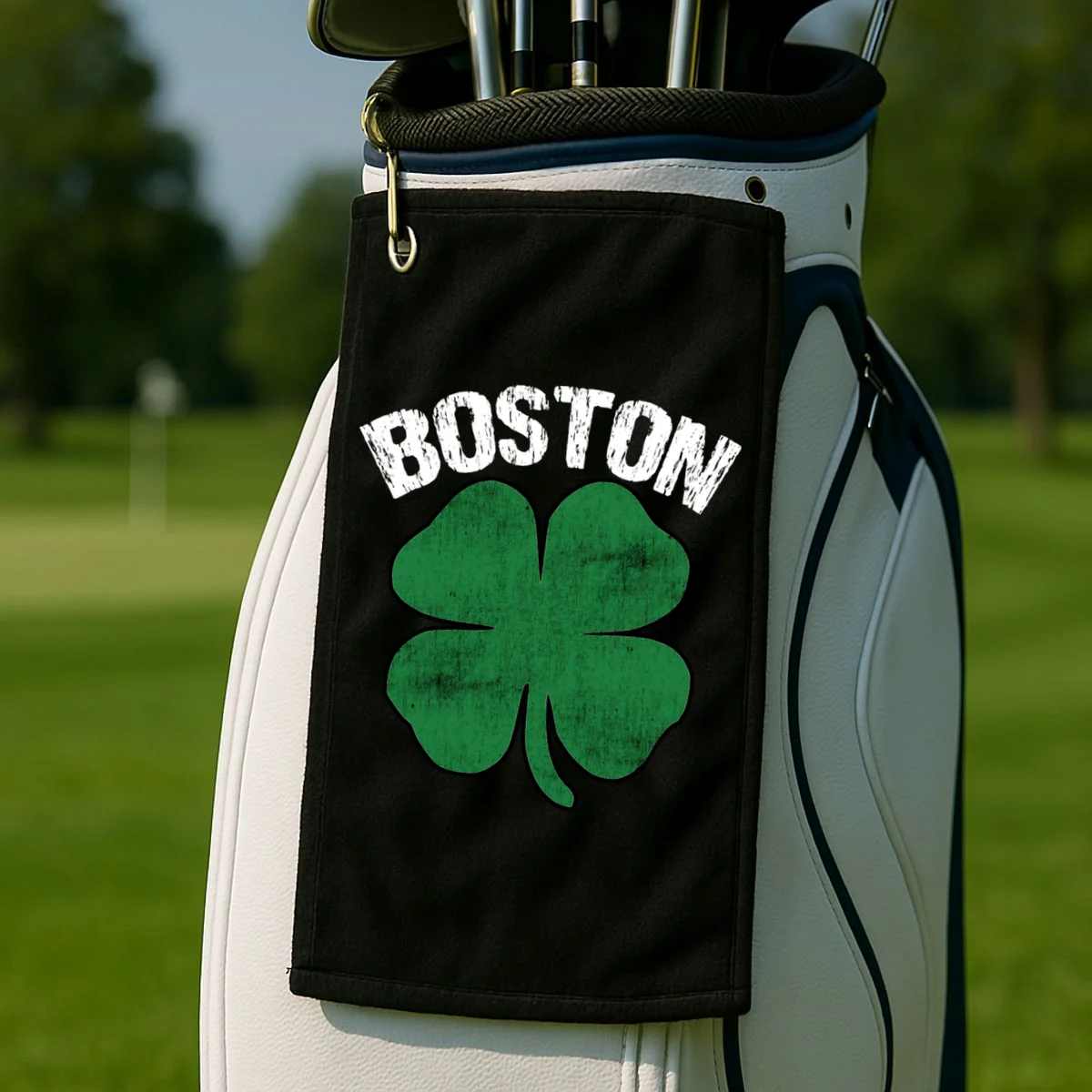 Personalized Irish Shamrock Clover St Patrick's Day Custom Golf Towel - Front 2