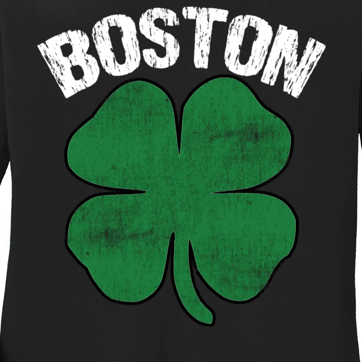 Personalized Irish Shamrock Clover St Patrick's Day Custom Women's Long Sleeve Shirt - Front - Close-up