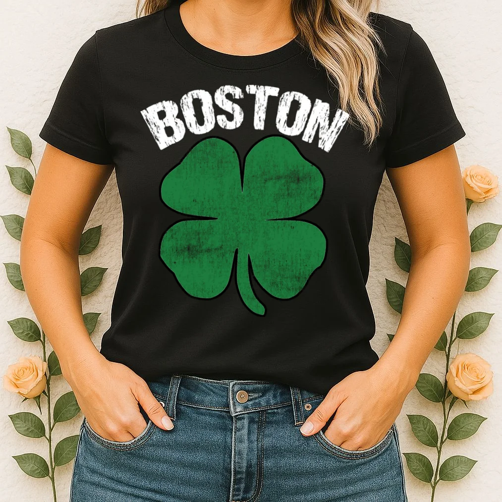 Personalized Irish Shamrock Clover St Patrick's Day Custom Women's T-Shirt - Front 1