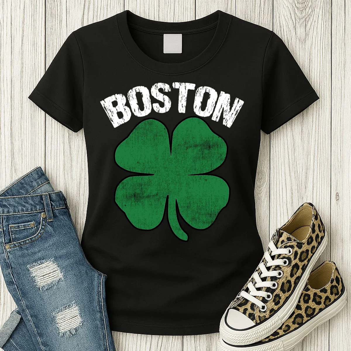 Personalized Irish Shamrock Clover St Patrick's Day Custom Women's T-Shirt - Front 2
