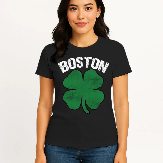 Personalized Irish Shamrock Clover St Patrick's Day Custom Women's T-Shirt - Front 3