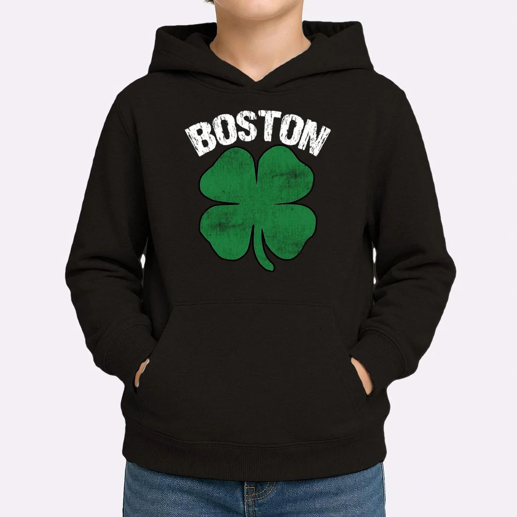 Personalized Irish Shamrock Clover St Patrick's Day Custom Kids Hoodie - Front 1