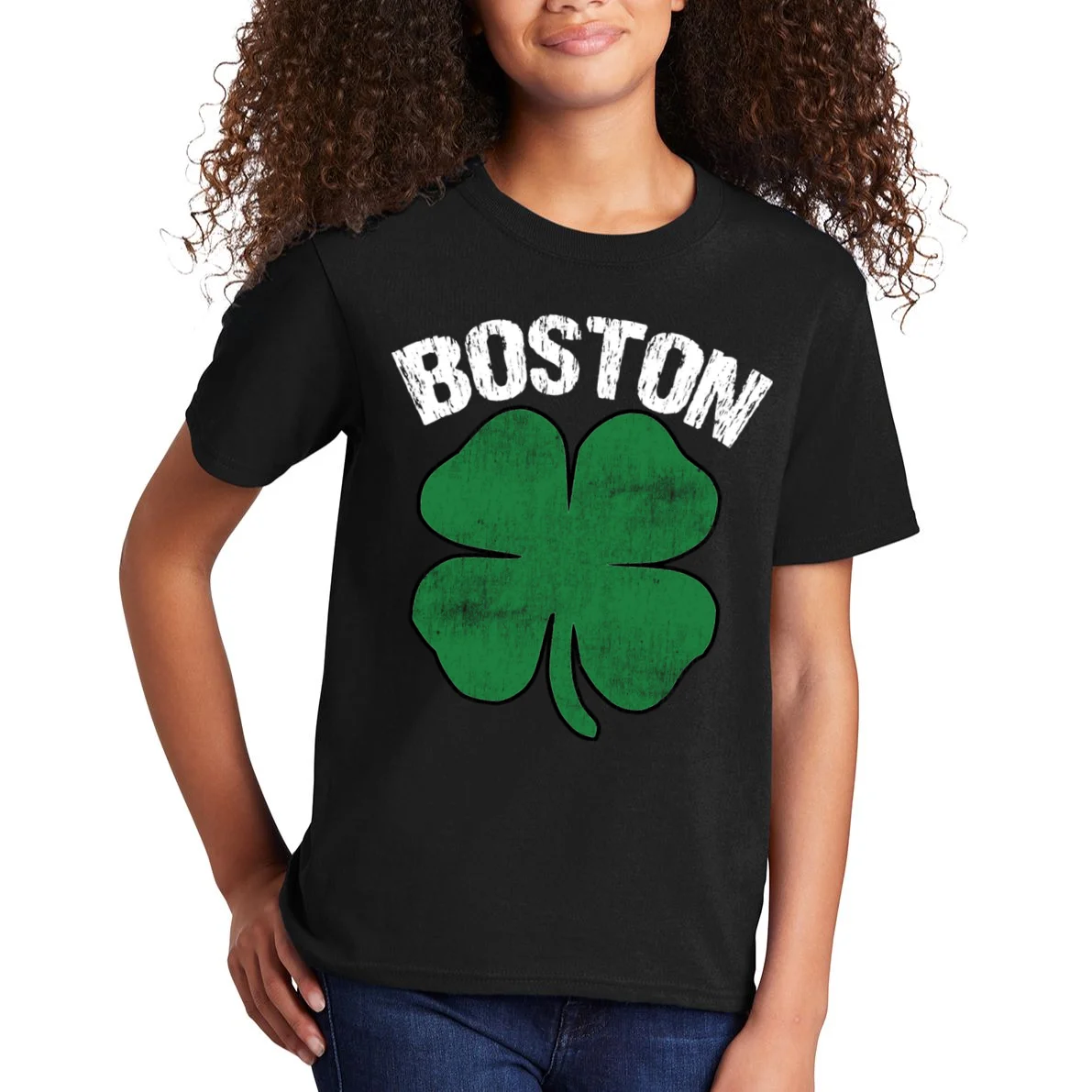 Personalized Irish Shamrock Clover St Patrick's Day Custom Kids T-Shirt - Front 1
