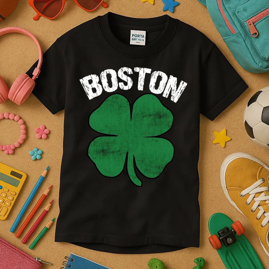 Personalized Irish Shamrock Clover St Patrick's Day Custom Kids T-Shirt - Front 2