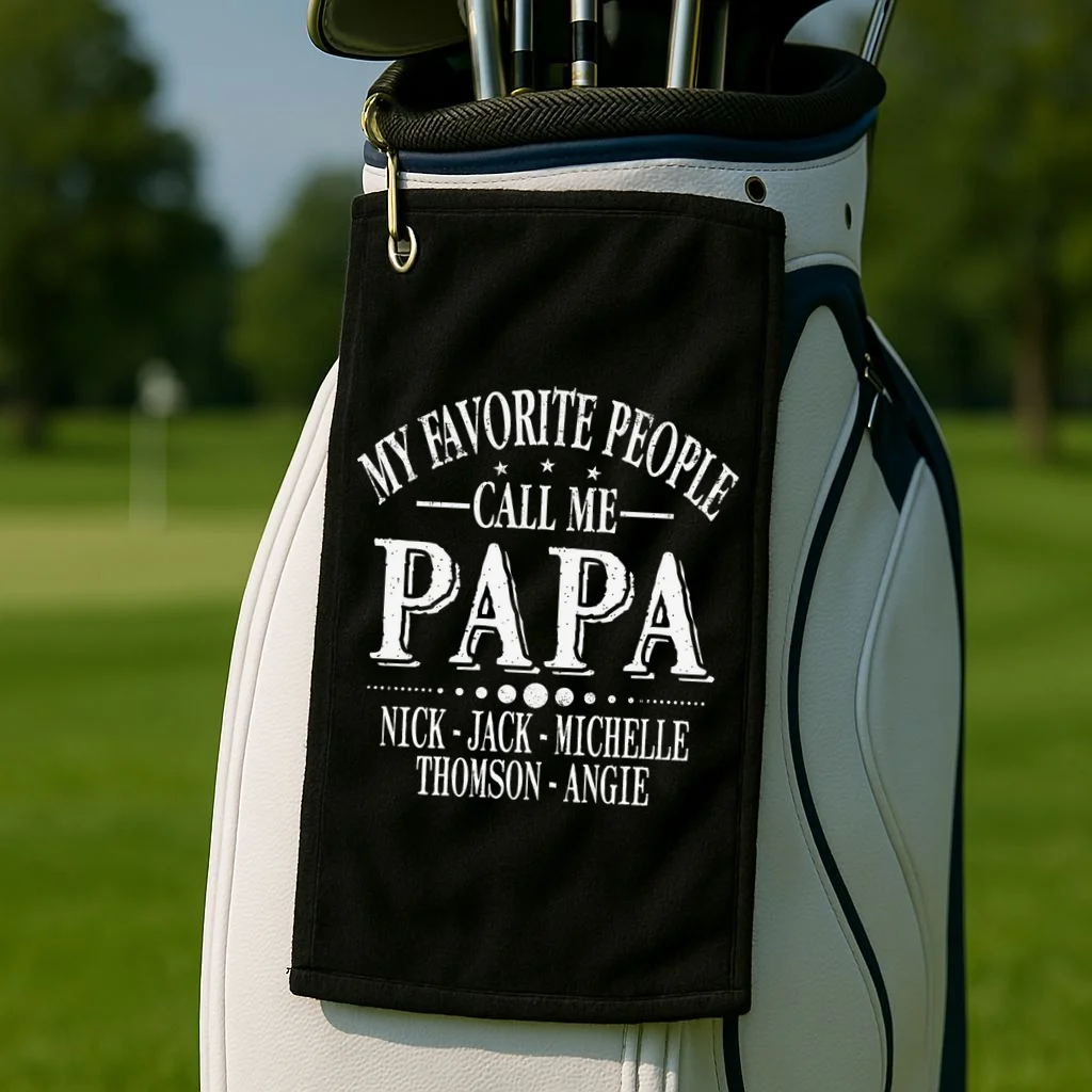 Personalized My Favorite People Call Me Papa Custom Dad, Golf Towel - Front 2
