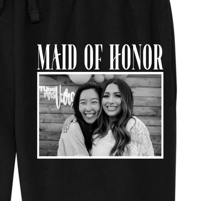 Personalized Maid Of Honor Bridesmaids Gifts Custom Text Women's Fleece Sweatpants - Front - Close-up