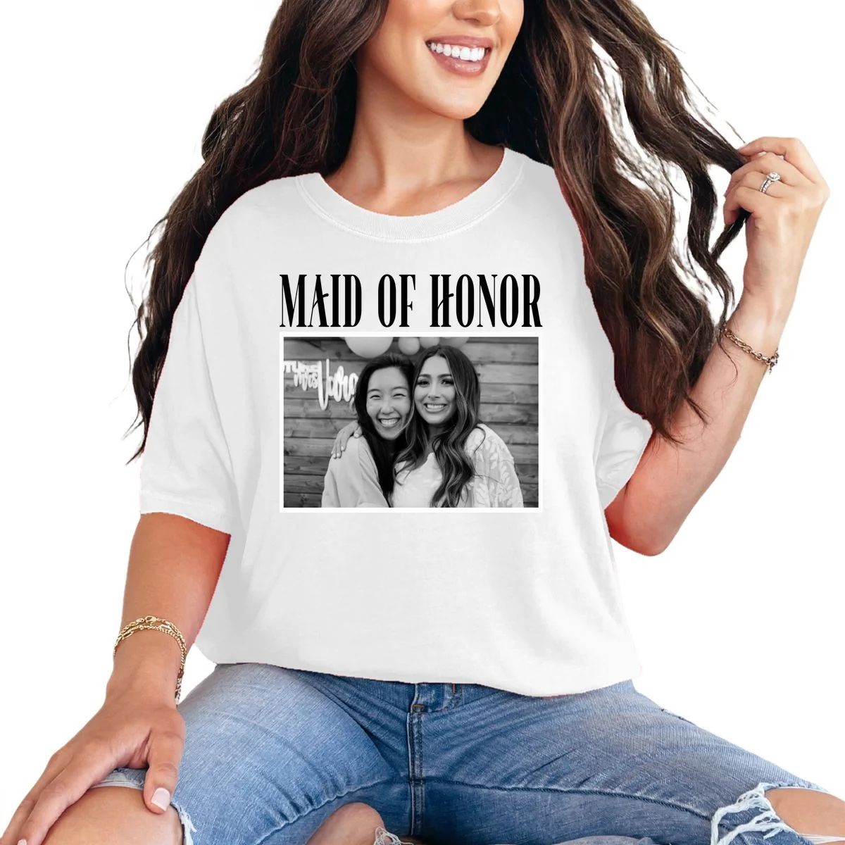 Personalized Maid Of Honor Bridesmaids Gifts Custom Text T-Shirt - Front