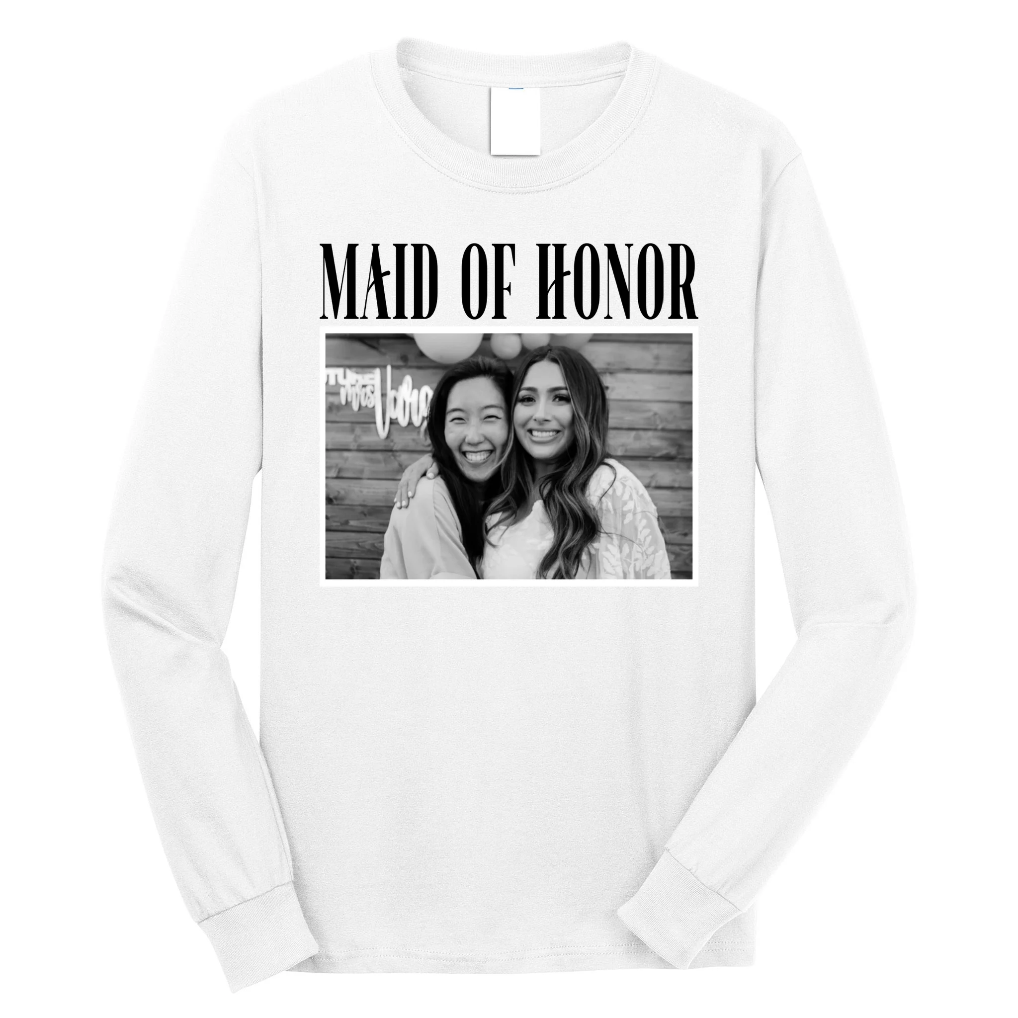 Personalized Maid Of Honor Bridesmaids Gifts Custom Text Men's Long Sleeve Shirt - Front
