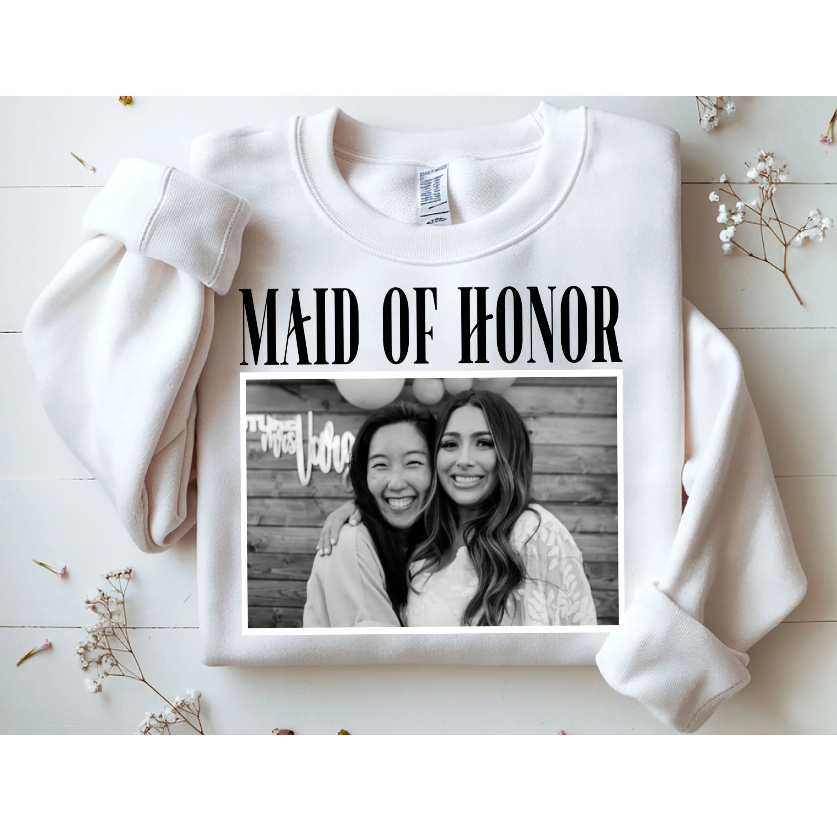 Personalized Maid Of Honor Bridesmaids Gifts Custom Text Sweatshirt - Front 1