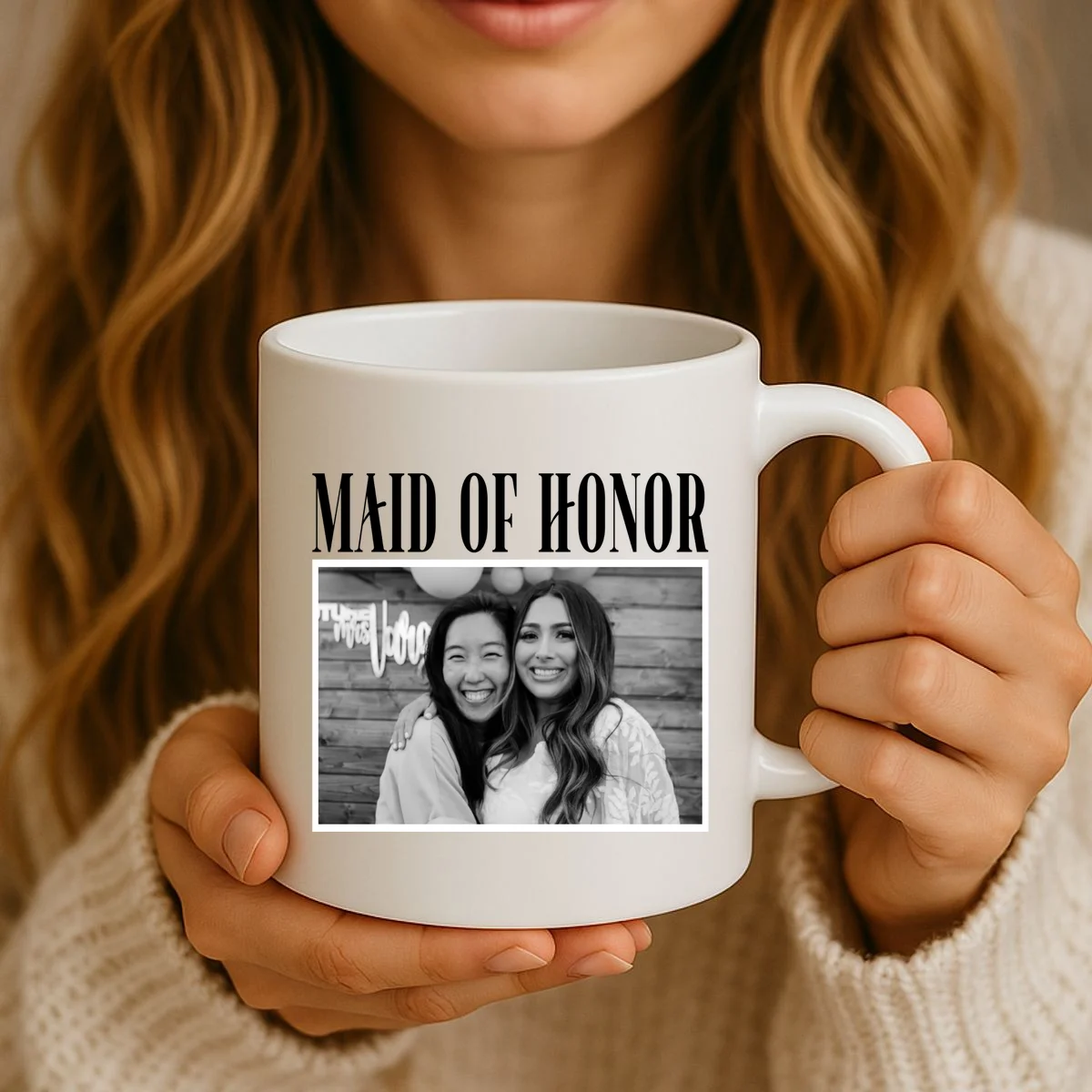 Personalized Maid Of Honor Bridesmaids Gifts Custom Text Coffee Mug - Front 2