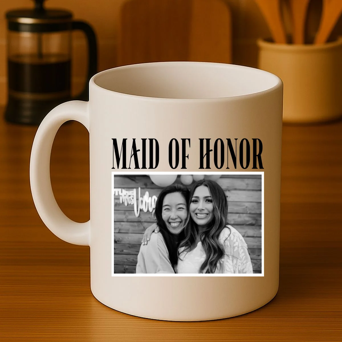 Personalized Maid Of Honor Bridesmaids Gifts Custom Text Coffee Mug - Front 3
