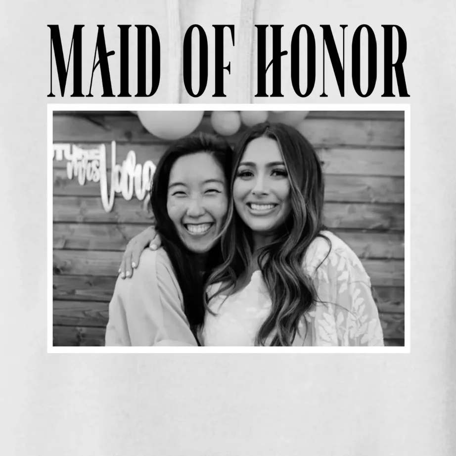 Personalized Maid Of Honor Bridesmaids Gifts Custom Text Women's Pullover Hoodie - Front - Close-up