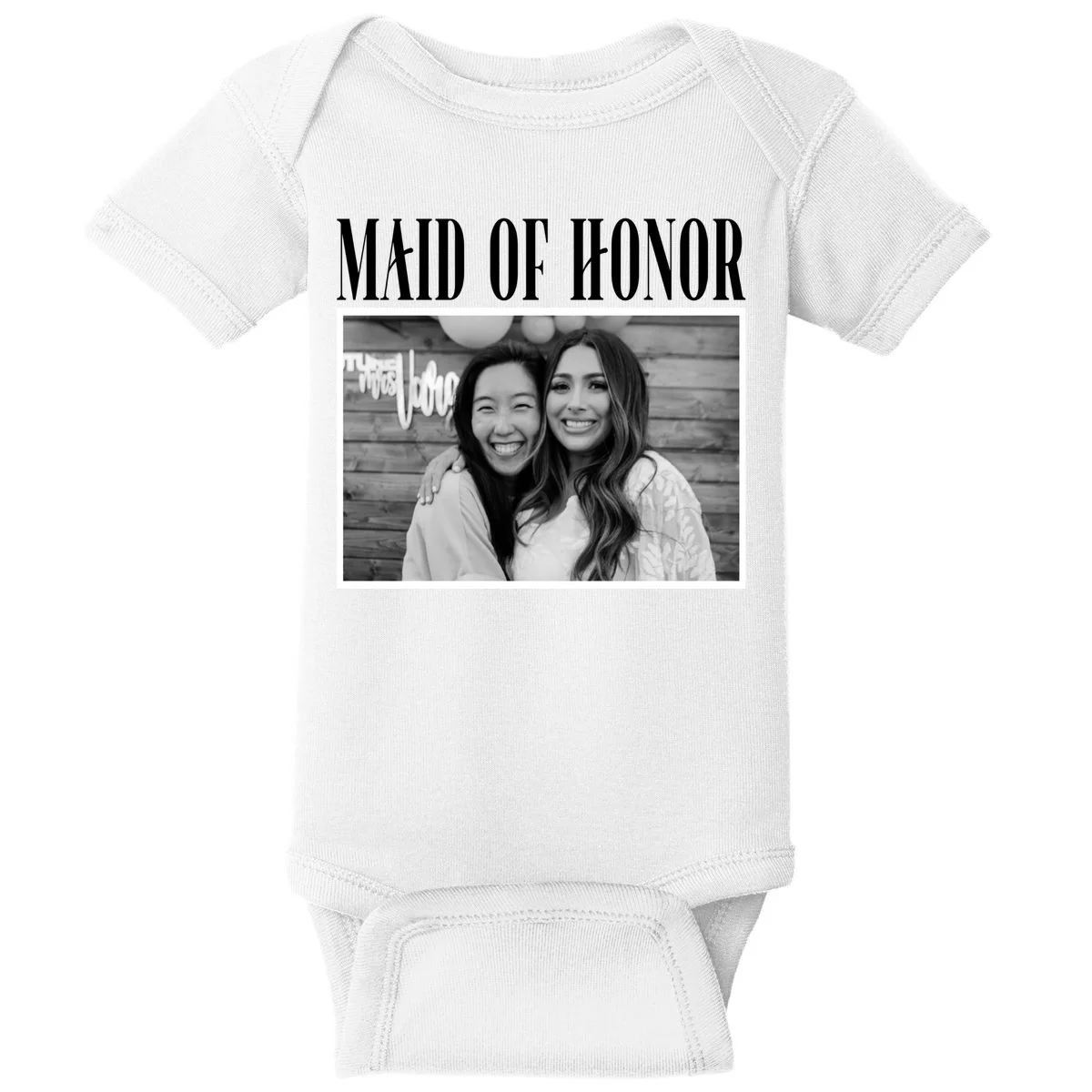Personalized Maid Of Honor Bridesmaids Gifts Custom Text Baby Bodysuit - Front